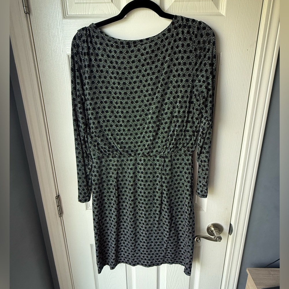 LOFT size M Elegant navy and White Patterned Dress